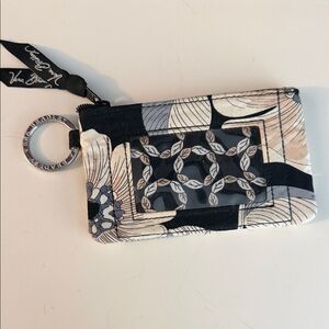 Vera Bradley Quilted ID Wristlet in Black, Cream & Light Gray